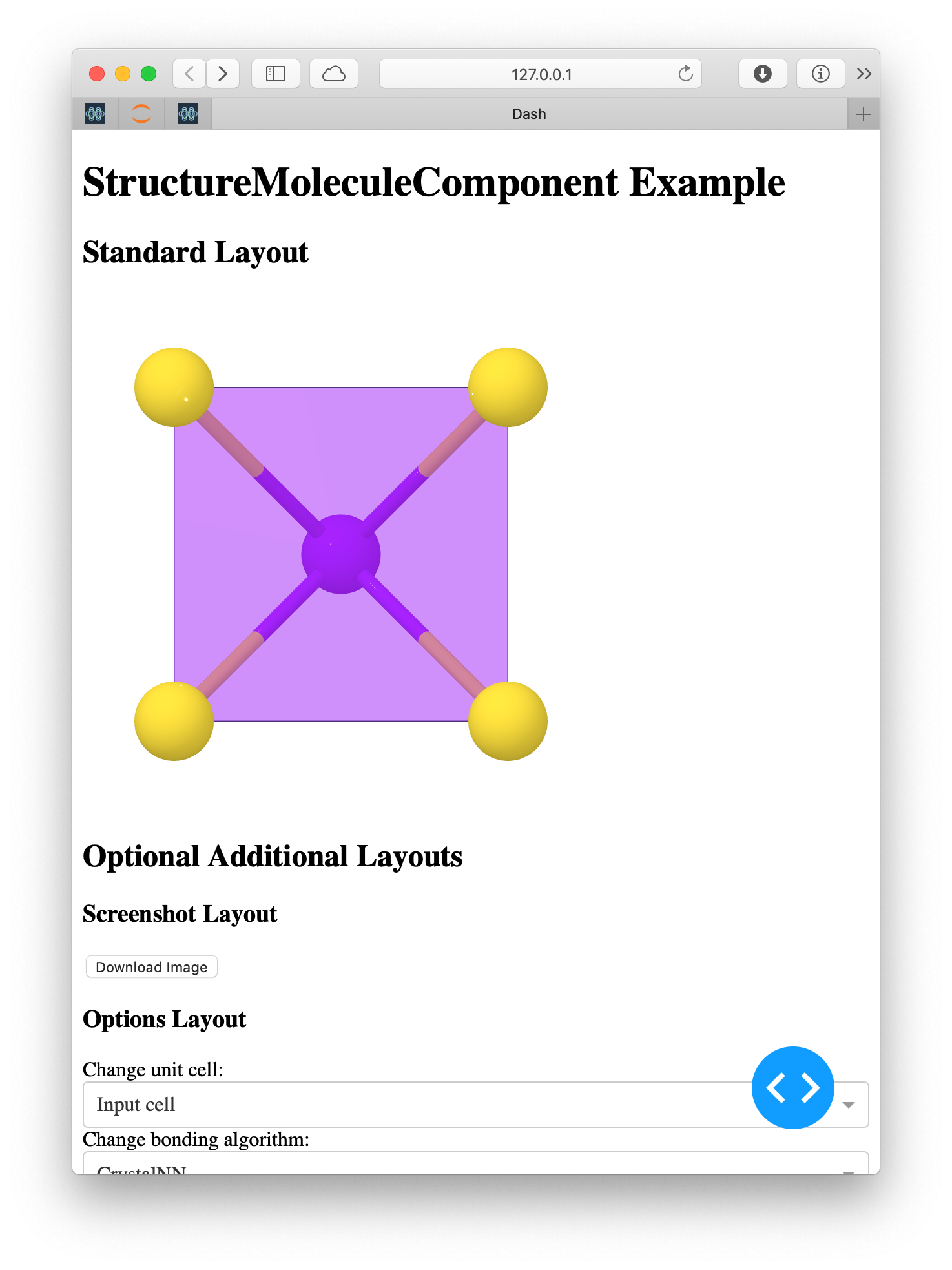 Example of StructureMoleculeComponent